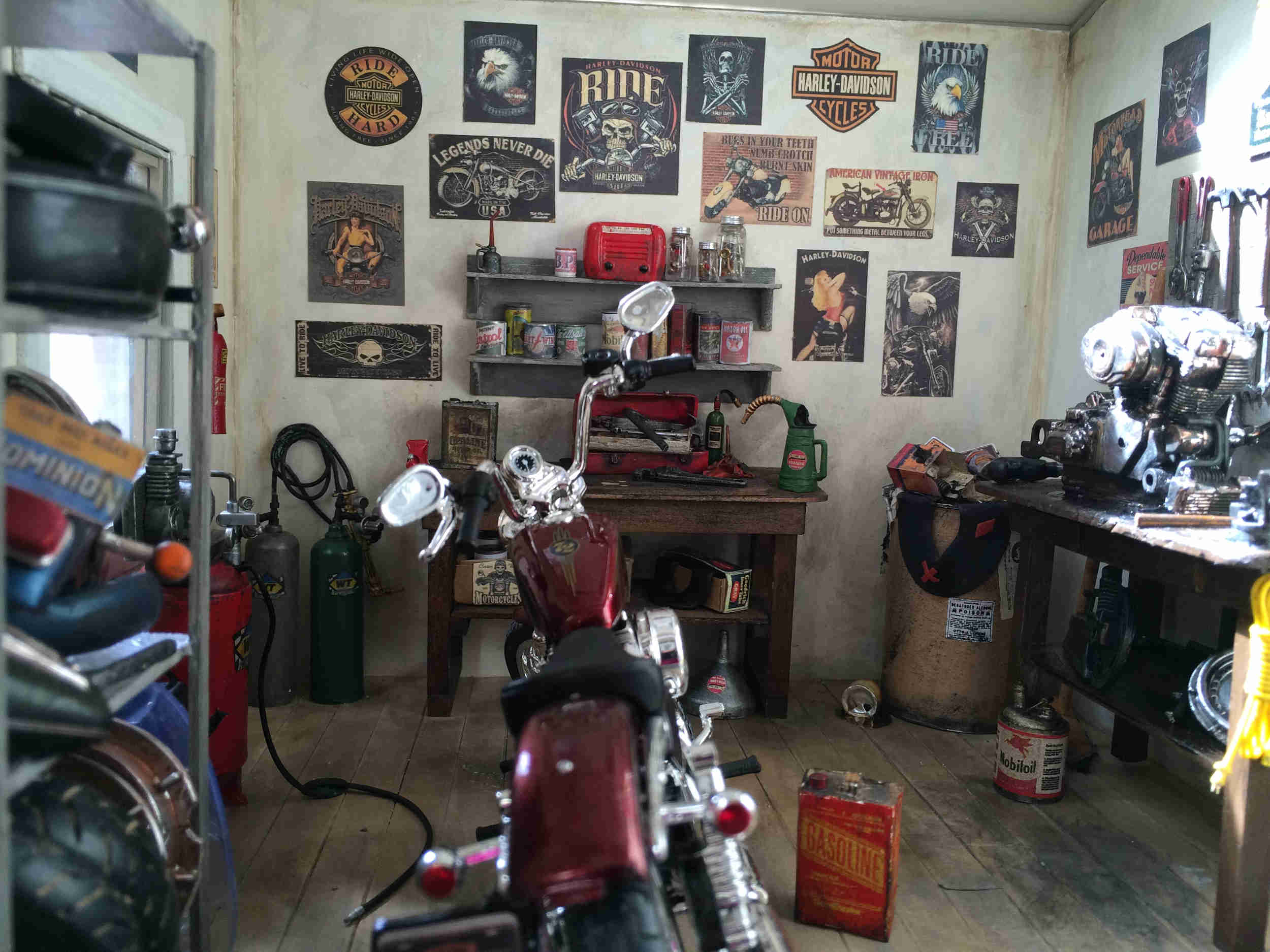 Looking into the shop from the front of it